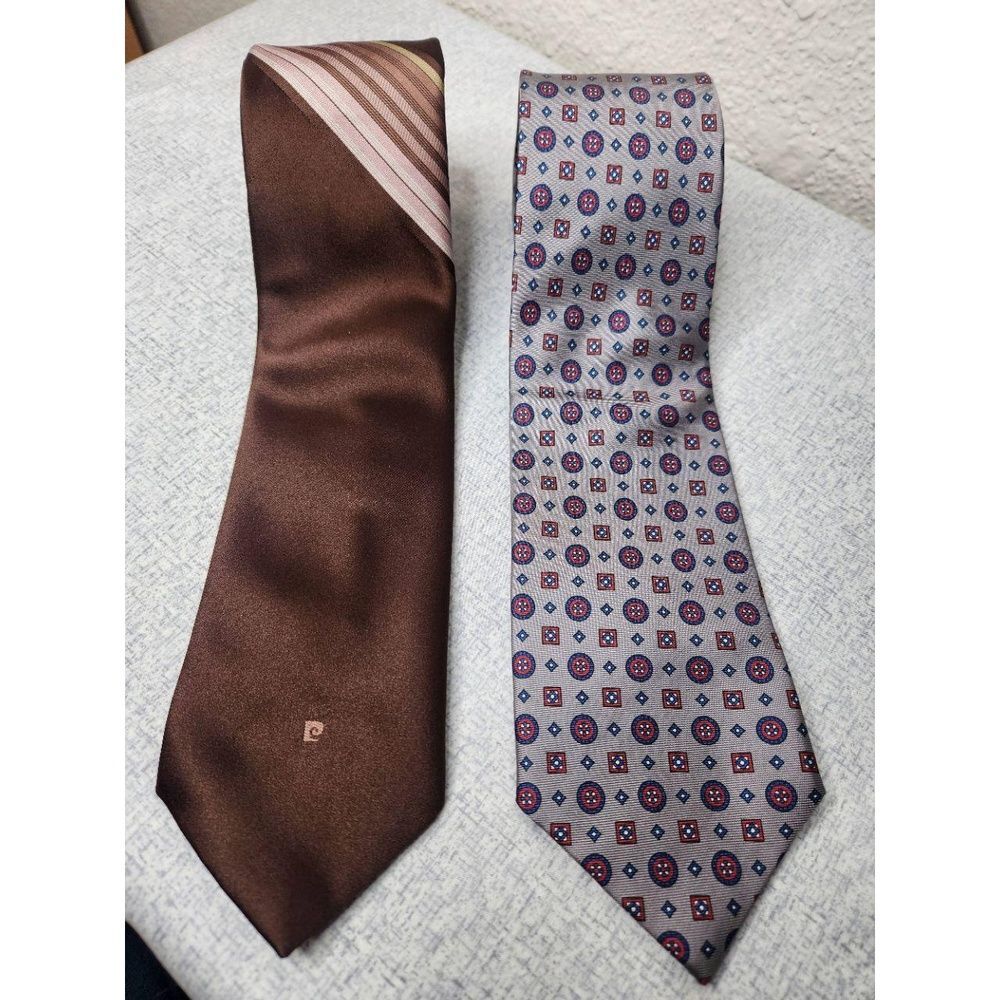 Pierre Cardin & Della Croce Ties Silk & Polyester Striped & Geometric Vintage - Picture 2 of 10